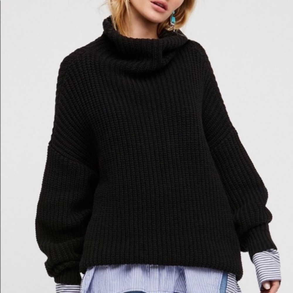NEW RARE Free People Swim Too Deep Pullover Chunky Knit Oversized Sweate…